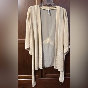 Beige Sheer Kimono with Subtle Pattern